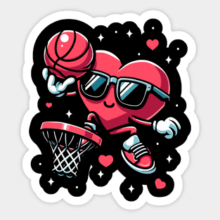 Funny Valentines Day Heart Basketball Player Boys Girls Kids Sticker